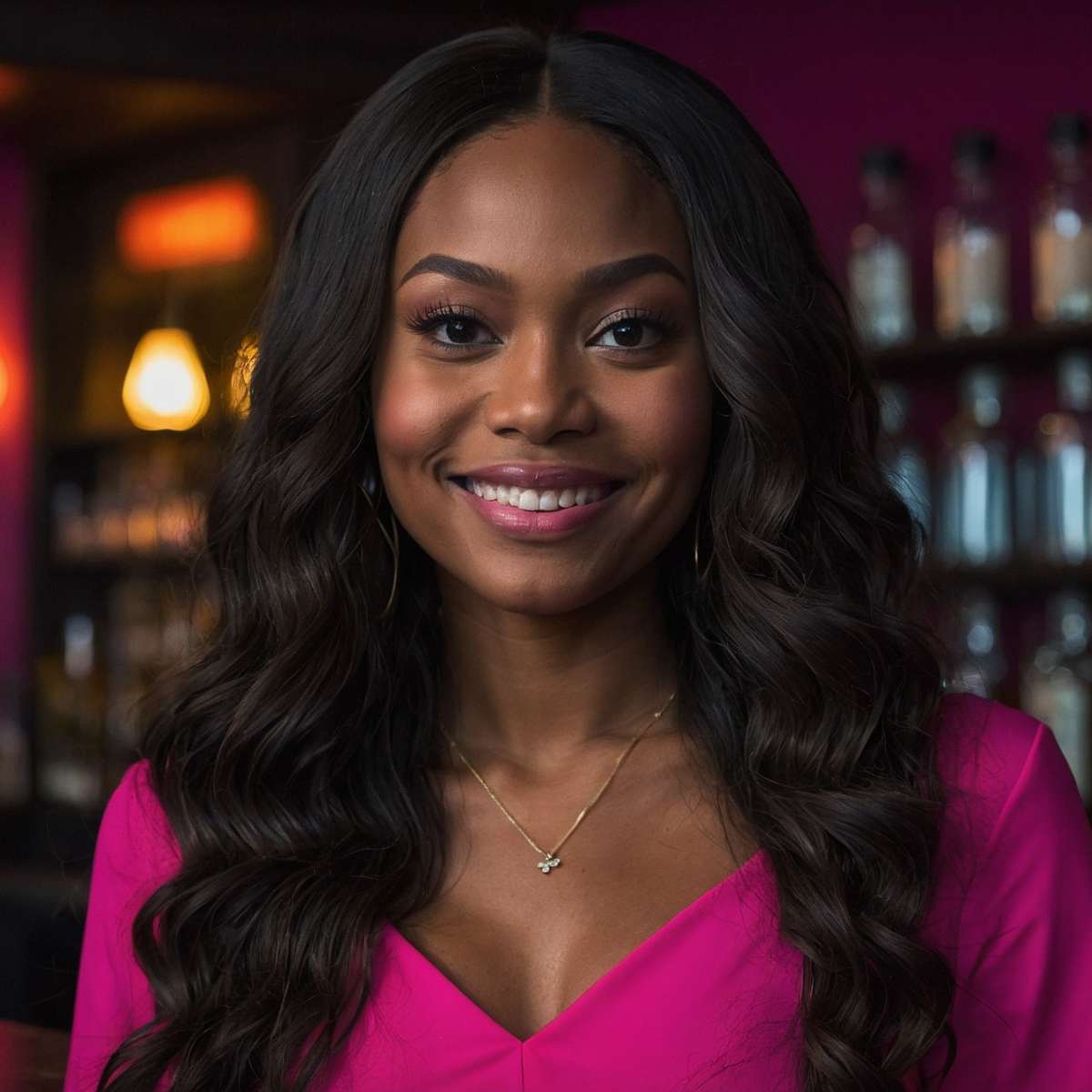 woman wearing raw indian wavy bundles